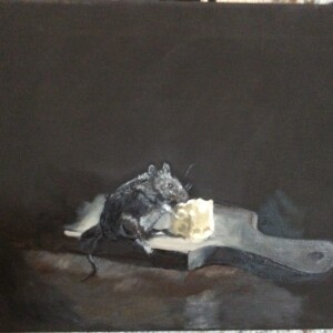 "While the Cat's Away" 12 x 16 Just a Mouse