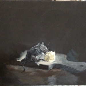 "While the Cat's Away" 12 x 16 Just a Mouse