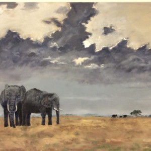 "Under African Skies" 18 x 24 2019 African Elephants