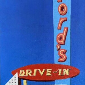 This is a sign from an old classic burger joint in Great Falls, Montana. I like the style, geometry and colors so decided to paint it.