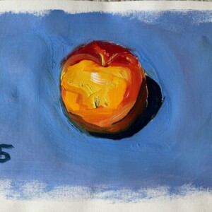 "Apple, 15 Strokes" 2024. This was an exercise on "being loose" whereby you limit the study to just 15 strokes of the brush