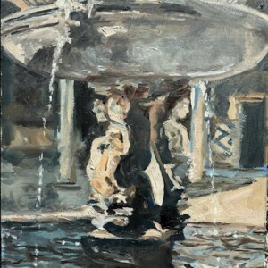"Sargent's Spanish Fountain" oil on panel, 11 x 14, 2024
This was copying a watercolor by John Singer Sargent. I tried another technique of doing it upside down, just concentrating on abstract shapes, values, and colors. Then when you are done and turn it right side UP it looks cool !