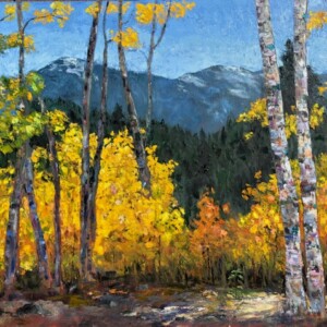 "Aspen Joy" Oil on Canvas, 2024, 36 x 48 I wanted to capture the vibrancy of the fall aspen colors in Colorado. Done entirely with palette knife