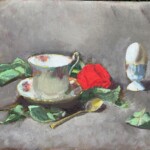 "Old Country Roses" china (from 1962) 9 x 12 on board. Painted from life. When you paint from life it is so much better than from photos because it improves your observation skills immensely.