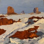 "Monument Valley Winter" 11 x 14 2026 this was done solely with palette knife, Impasto style