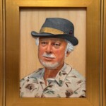 "Self Portrait with Hat" 9 x 12 2026 this is my second self portrait. If you look closely this is "3D", an experiment using a 3D printer for the head and hat (the shirt is 2 dimensional). I haven't seen this elsewhere however I'm sure someone somewhere has done it before.